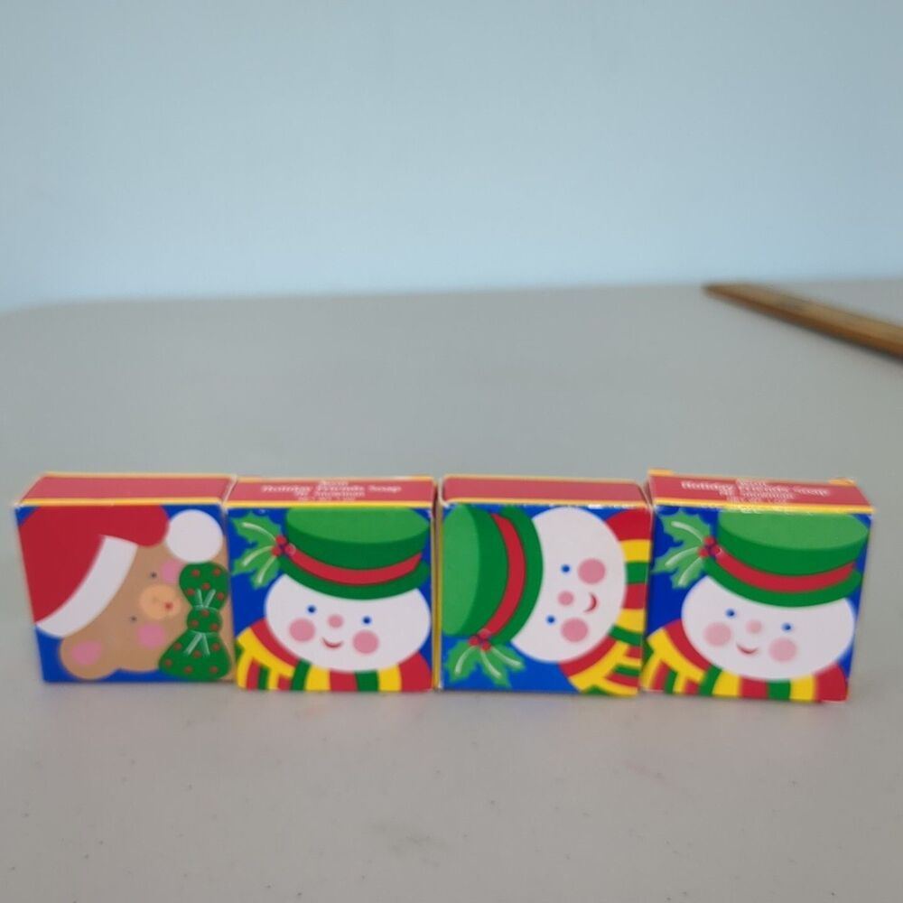 Vintage Avon Holiday Friends Soap Snowman teddy bear lot of 4 Old Stock Unused